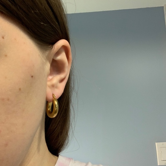 Chunky Gold Hoop Earrings - Picture 2 of 2